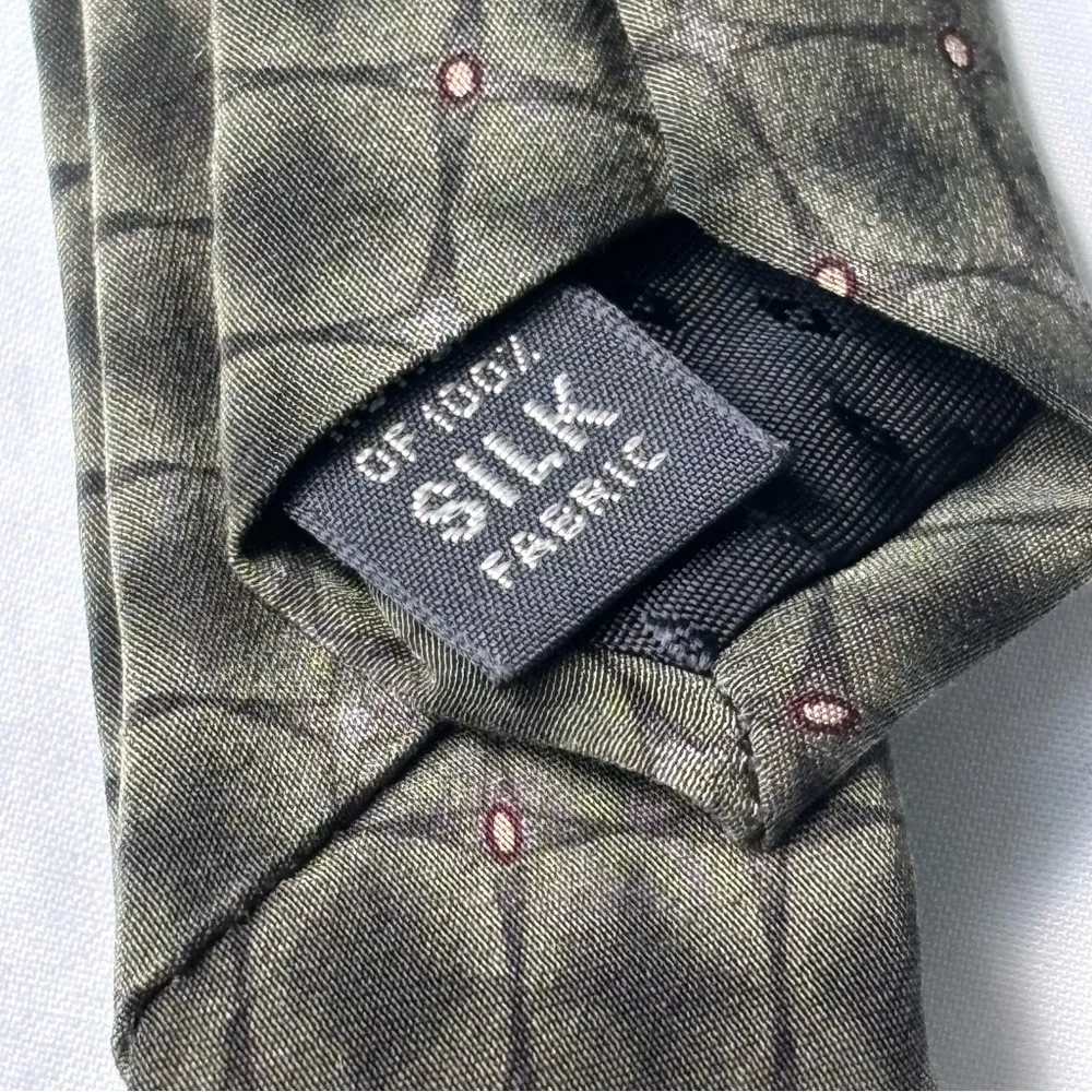 Bill Blass Silk Green Geometric Pattern Tie